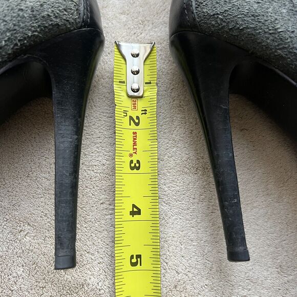 Tory Burch Hamila Dark Gray Distressed Suede Lace Up High Heel Booties Women 6.5 - Picture 13 of 16